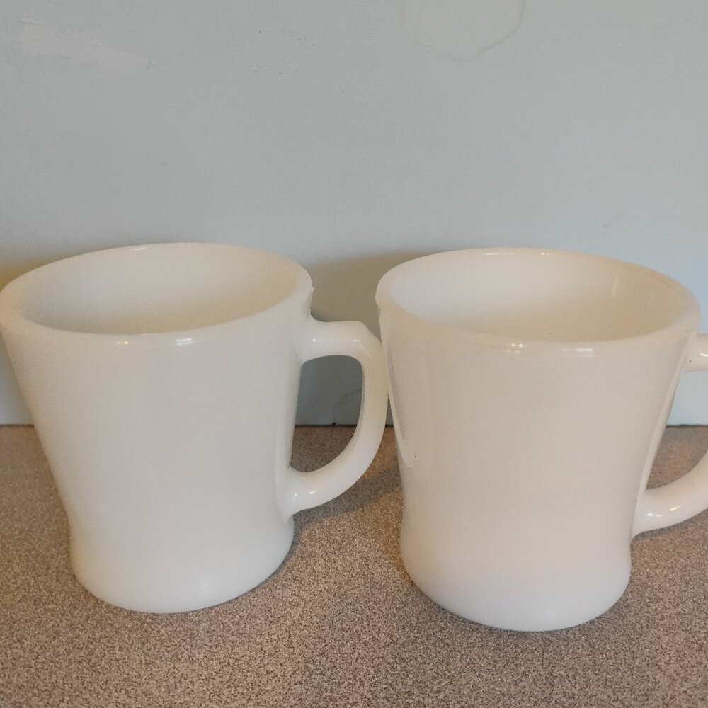 Anchor Hocking Fire King Milk Glass Mugs, set of 2